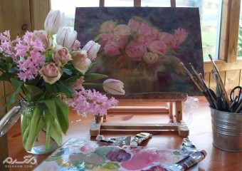 مدل نقاشی رنگ روغن تابلو گل و گلدان