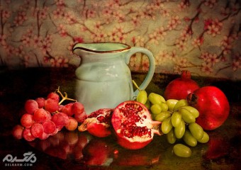 مدل نقاشی رنگ روغن میوه و جام